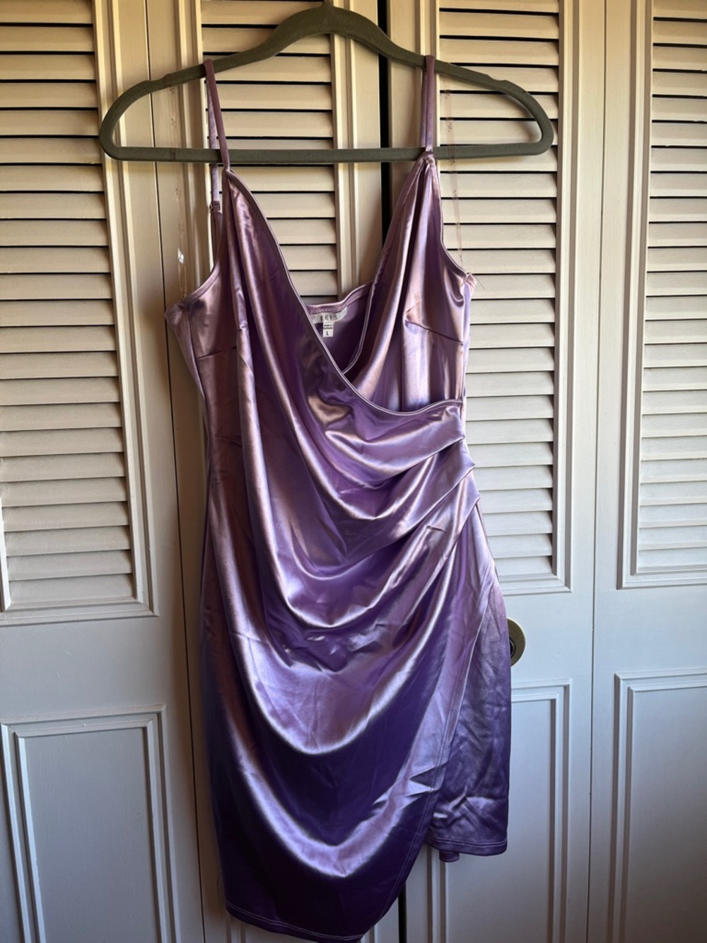 Lavender Satin Draped Mini Dress